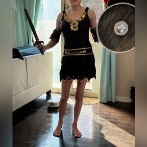 Small Dreamgirl Black and Gold Warrior costume with sword